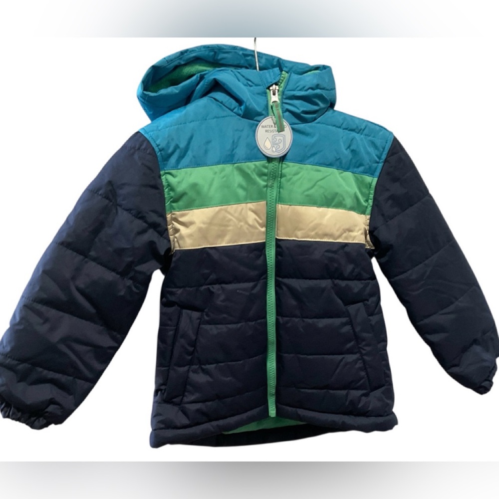 Whales Tails Boys Hooded Winter Coat Wind & Water Resistant Size 4 Unisex